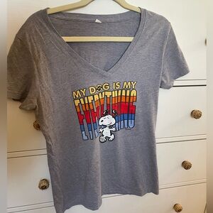 Peanuts Snoopy My Dog is Everything Rainbow Vneck Top